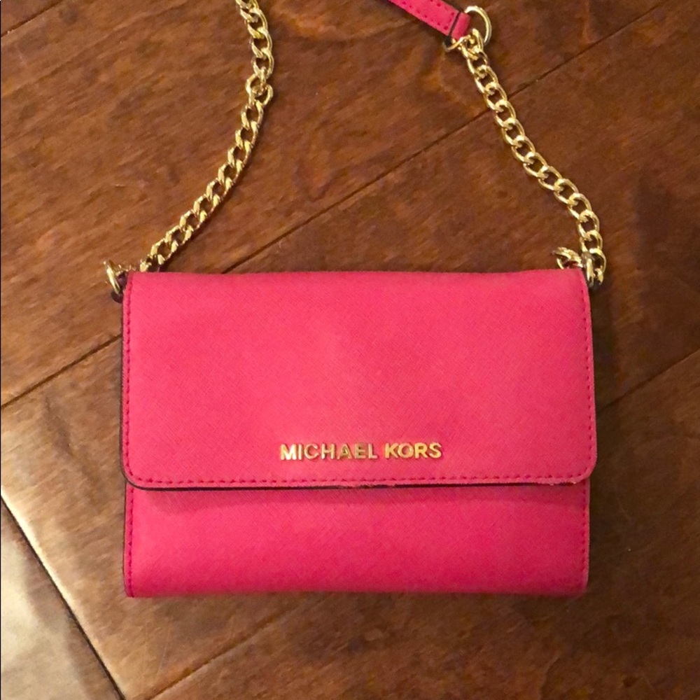 Michael Kors hot pink cross body purse